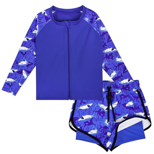 MOEMOE BABY Toddler Rash Guard Boys Swim Trunks Kids Bathing Suit 2 Pieces UPF 50+ for Water Play & Everyday Wear