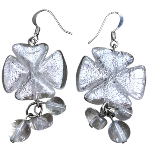 Boucle d'oreille Murrina en verre antique blanc pour sublimer un style bohème chic sans allergie