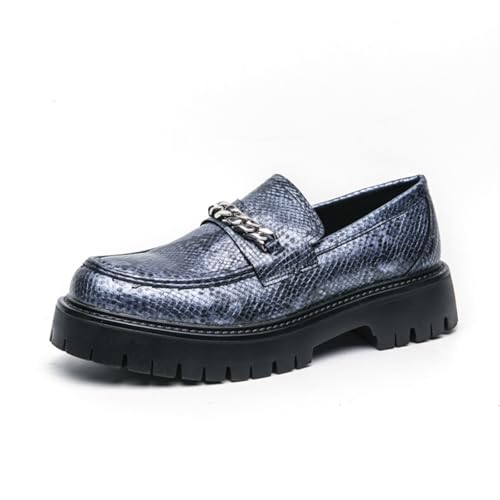 Men's Fashion Textured Leather Lug Sole Platform Comfort Slip - On Loafers Dress Shoes