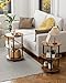 XBurmo Small Round End Table - 3 Tier Design Accent Table, Narrow Side or Bedside Stand, Industrial Vintage Nightstand for Bedroom, Living Room, or Small Spaces, Rustic Brown
