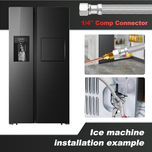 Image of Refrigerator Water Line 5ft 6 Pack inchby inchStainless Steel Braided | Ice Maker Hose Burst Proof Water Supply Line,Food Grade PVC Inner Tube Fits All Refrigerator Ice Makers