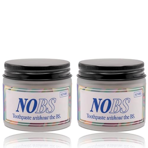 NOBSChewable Toothpaste Tablets - Natural Paste tabs - Earth Friendly Glass Jar - Fluoride-Free - Remineralizing Nano Hydroxyapatite (2PCS)
