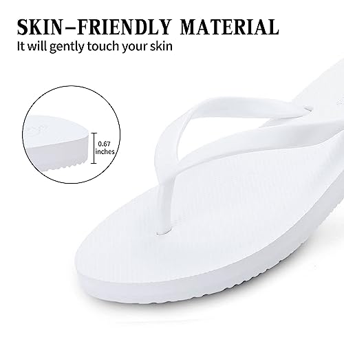 Image of shevalues Slim Flip Flops for Women Beach Rubber Shower Shoes Basic Thong Sandals