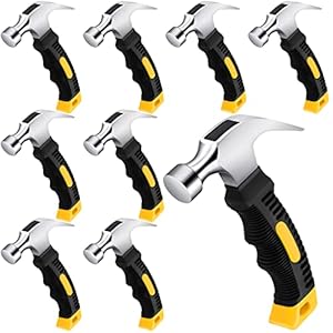 8 Pcs Small Claw Hammer 8 oz Mini Metal Hammers for Kids Women Men, Lightweight Mini Camping Hammer Bulk with Soft Rubber Handle for Hanging Pictures Crafts Tent Kit