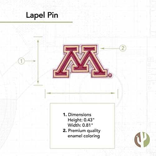 Image of Desert Cactus University of Minnesota Lapel Pin MINN Golden Gophers Made of Metal for Formal Wear, Bag and Hat Jewelry, and Tie Tack