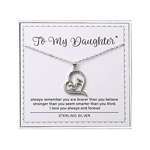 AmpleLove To My Daughter Necklace Sterling Silver Horse Necklace, Horse Necklace for Daughter, Daughter Birthday Gifts Jewelry Cover