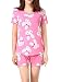 VENTELAN Women's Cute Rabbits Printed Pajama Sets Casual Sleepwear Shorts Nighty,Pink,Large(US 12-14)