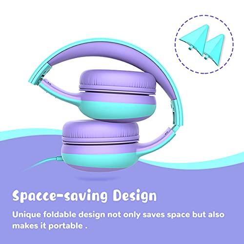 Image of Kids Headphones with Limited Volume, Cat Ear Toddler Headphones, Wired Headphone Over Ear for Boys and Girls,Stereo Sound Foldable 3.5mm Headset for Children