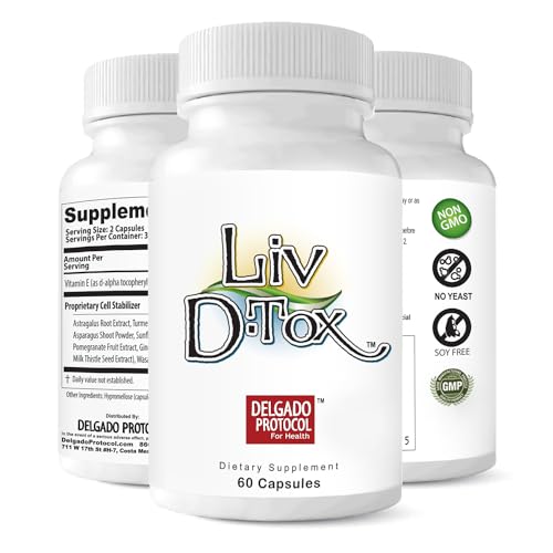 Liv D-Tox - 3-Pack 180 Capsules Total - Liver Detox and Cleanse Support Health Supplement, with Turmeric Root Extract, Milk Thistle, Astragalus, Wasabi Root, and Asparagus (3)