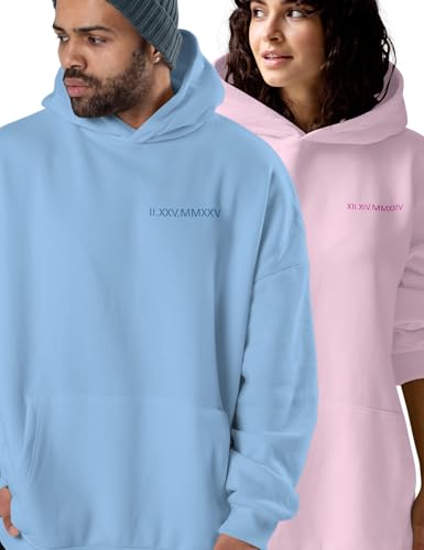Custom Embroidered Roman Numeral Hoodies&Sweatshirts - Embroidered Sweatshirt Couple Hoodies - Matching Hoodies For Couples Multicolor2