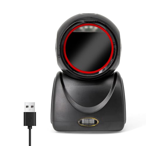 Dioche Scanner de Codes-Barres Scanner de Codes-Barres de Bureau X3-800 Haute Vitesse 1D - Lecteur de 1D/2D/QR, Compatible USB Mains Libres, Idéal pour la Vente au Détail et Les Supermarchés (Black)