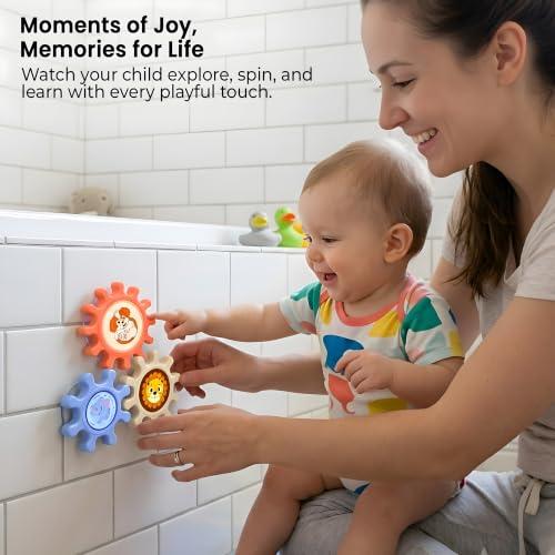 Image of Cable World Baby Gear Spinner Toys for Kids, Interlocking Spinning Gears with Animal Design, Sensory & Fine Motor Skill Toy, Educational STEM Learning Toy for Infants & Toddlers 6+ Months, Pack of 3