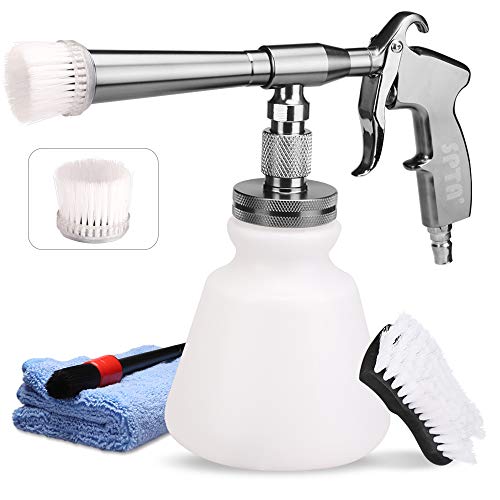 SPTA High Pressure Car Cleaning Gun, Vehicle Interior Washing Kit, Detailing Wash Gun with Metal Spinner for Seat Carpet Roof Dashboard, Essential Car Detailing Kit, 1L Bottle