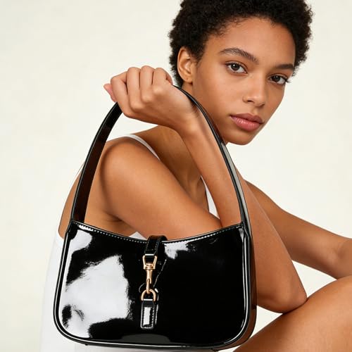 Image of JQWSVE Shoulder Bags for Women Burgundy Purse Trendy Small Handbag Faux Leather Shoulder Purse Everyday Bag