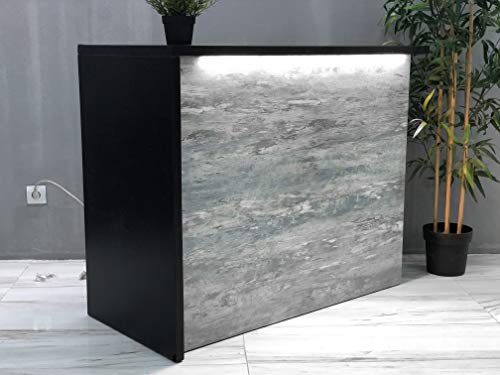 Mesa de Oficina Mostradores para Tiendas o Recepción Mueble Gris Marmoleado con Luz Blanca Frontal