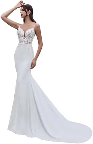 Women Beach Wedding Dresses for Bride Mermaid Bridal Gowns for Bride Satin Lace Boho Bridal Dresses 2024