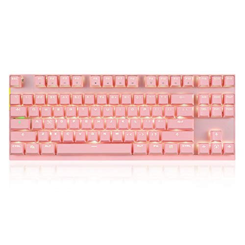 ゲーミングキーボード87キーブルースイッチメカニカルキーボード2.4Gゲーミングキーボード内蔵充電式バッテリーパネル(デスクトップ/ラップトップ用)(ブラック)在宅勤務 Windows/Mac対応 (Size:One Size; Color:Red/Pin