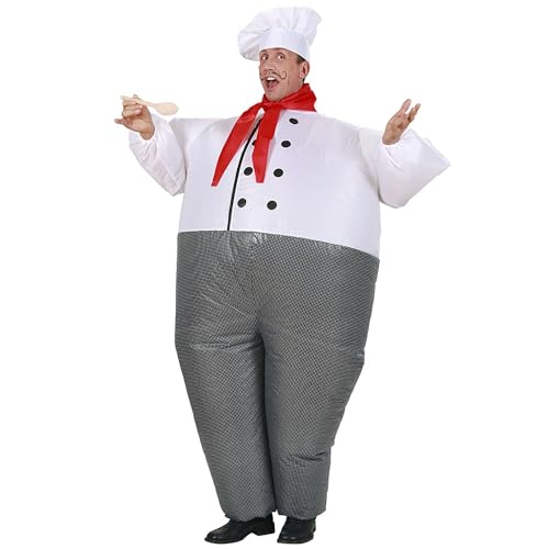 W WIDMANN MILANO Party Fashion - Disfarce insuflável de cozinheiro, com ventilador integrado, lenço, chapéu, carnaval, festa temática