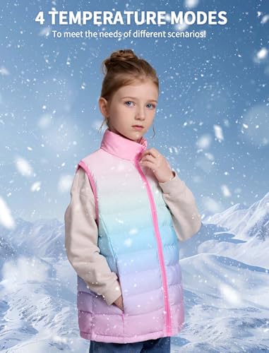 Kids Heated Vest with Battery Pack - 7.4V Rechargeable Lightweight Heated Vest, Boys Girls Electric Heated Coat for Winter XS2