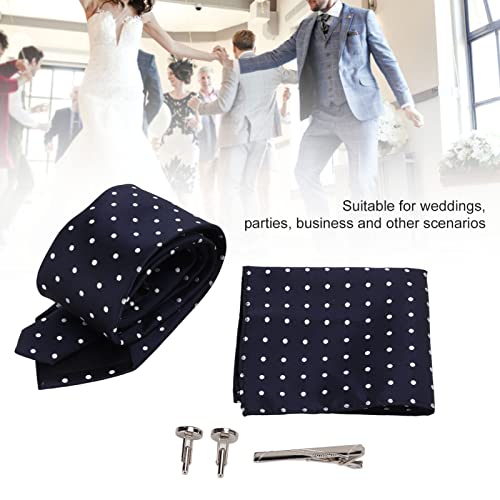Set de corbatas para hombre, clásico, azul con lunares miniatura 3