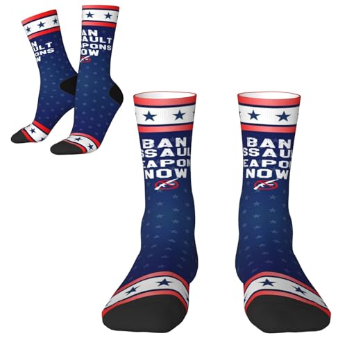 PAUPPY Stop Guns, Ban Assault Weapons Now Gifts Knee Socks for Women Long Tube Striped Socks Athletic Socks for Girls Youth2