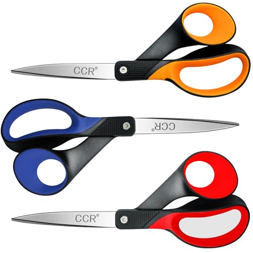 CCR Linkshänder Schere Set 21.5cm Linkshänder Haushaltsschere Bastelschere Komfort Griff Geeignet für Schulen Wohnungen und Büros 3 Stück