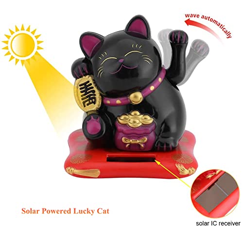 Fortune Cat - Maneki Neko Solar Powered Gato Afortunado Winke Gato, Gato Japones de la Suerte para Decoración del Coche y de la Oficina del Hogar(Blanco