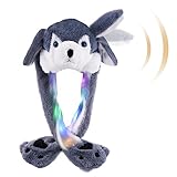 Arcimatto Animal Hat Plush Husky Ears Moving Jumping Dress Up Cosplay Party Christmas Holiday Cute Cap for Kids Adults (Grey Husky)