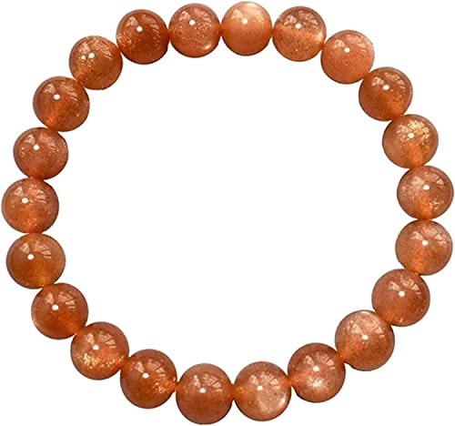 Bracelet pierre de soleil naturelle 8mm AAAA et perles de cristal en or éclatant