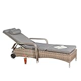 [page_title]-Melko Sonnenliege Rattan Loungeliege Terrassenliege Relaxliege Garten Auflage Loungeliege Outdoor mit Rollen