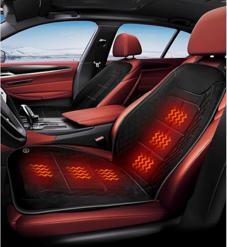 Buybai Bequemer beheizter Sitzbezug aus Leder, Universal-Sitzkissen, weiche Autositzbezüge mit vollständigem Rücksitzschutz, 1 Stück, Gold