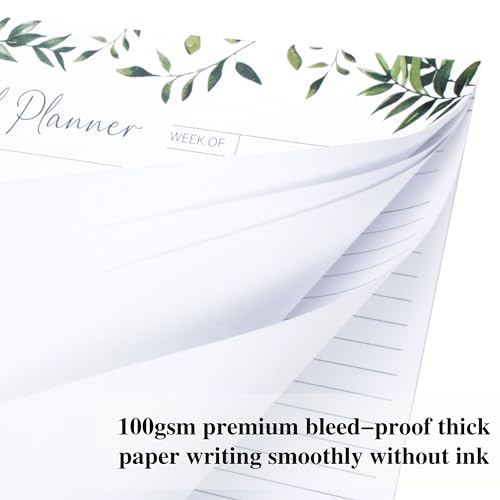 Meal Planner and Grocery List Magnet Pad for Fridge with 52 Undated Sheets | 6.5\"*8.5\" Magnetic Weekly Meal Planning Pad for Fridge with Shopping List - Green Leaf - Thumbnail 3