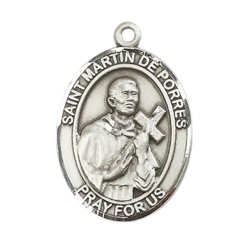 Saint Martin de Porres Men's Pewter Medal Necklace– Patron Saint of Bi -Racial People – 24” Light Chain and Gift Box - Made in USA2