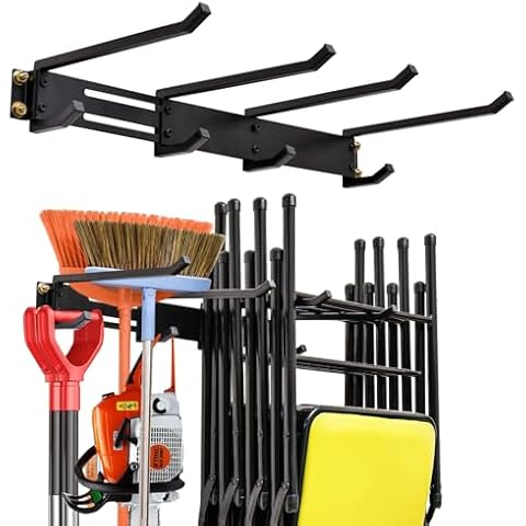 Gliretiky Folding Chair Hooks Wall Mounted Garage Storage Hooks Organising Garden Tool Rack Adjustable Cover