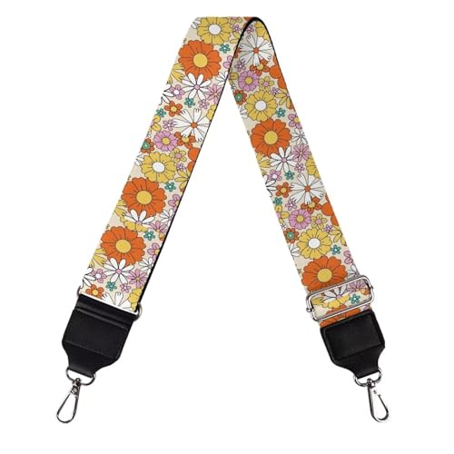 Image of Wide Bag Straps Replacement Crossbody Colorful Flower Guitar Straps for Handbags /Purses /Messenger /Duffel Bags Backpack Straps Replacement Adjustable Length from 30 inch to 50.3 inch Brown