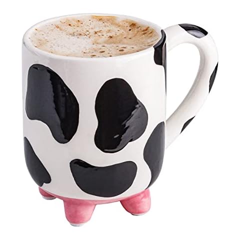 SWEETLO Cow Coffee Mug Cow Stuff 15oz Ceramic Cow Cup - Cow Mug with Udders - Cow Print Cups - Weird Milk Cow Mugs with Udders Cow Print Cup Gifts for Women - Taza de Vaca Cow Lover Gifts Cover