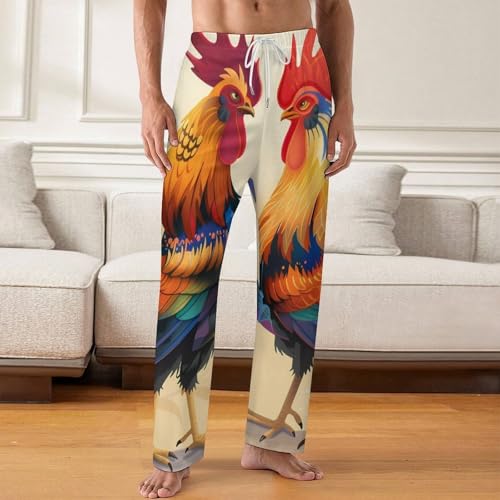 Fighting Morning Rooster Cock Mens Pajama Pants Print Lounge Pant PJ Bottoms Sleepwear Loungewear2