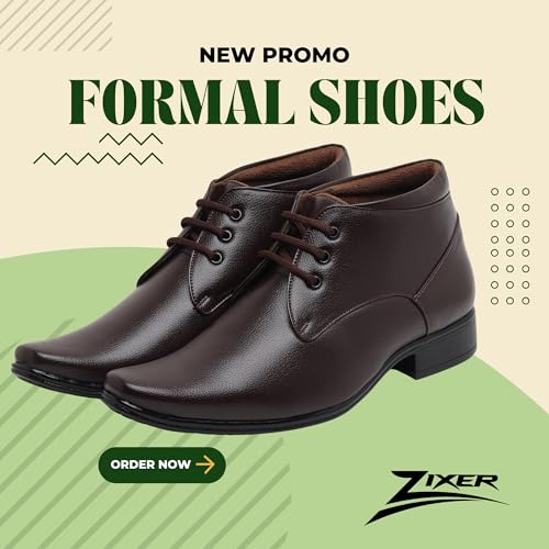 Image of Zixer Artificial Leather Mens Formal Shoes || Office High Top Formal Shoes Men || Cozy Black Formal Shoes for Men Ankle Bike Riding Chelsea Boots For men (Black)