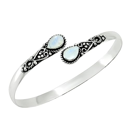 925 Silver Plated Natural Moonstone Cuff...