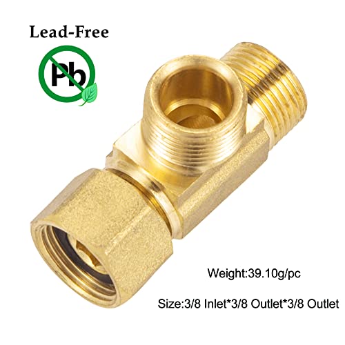 image for Breezliy Lead-Free Brass Angle Stop Add-A-Tee Valve,3/8-Inch Compressi