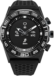 Citizen CZ Smart Hybrid smartwatch 44mm Stainless Steel,Continuous Heart Rate Tracking, Fitness Activity, Golf App,Displays Notifications and Messages,Bluetooth Connection,15 Day Battery Life,Black SS