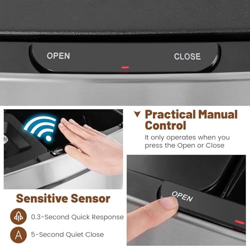 Papelera Sensor de Movimiento 67L Acero Inoxidable miniatura 3