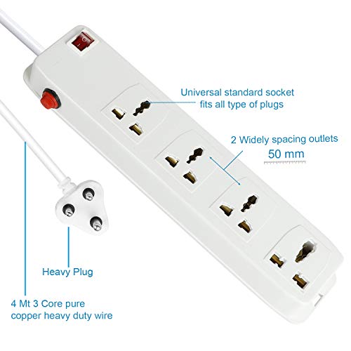 Image of Power Strip 1 'FEDUS Switch Board Extension (SurgeX-26 (4 Socket 1 Switch), 4-Meter)