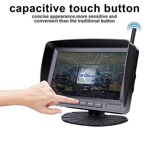 B-Qtech Wireless Backup Camera with 7 Inch HD 1080P Monitor, Stable Digital Signal Reverse Camera Night Vision IP69K Waterproof Rear View Camera for Car, Truck, Pickup, Camping Car, SUV, Vans