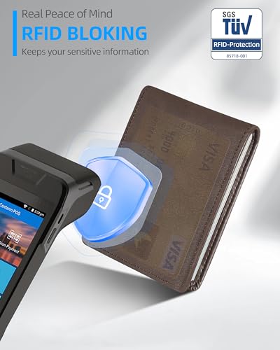 Image of Wallet for Men, Built-in Bluetooth Tracker with Apple Find My (iOS Only), RFID Blocking Bifold Mens Air Tag Wallet with GPS Tracker, Rechargeable Wallets Finder, Gift for Him, Espresso Brown