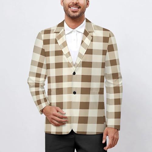 Traditional Plaid Mens Blazer Lightweight Sport Coat Two Button Suit Jackets2