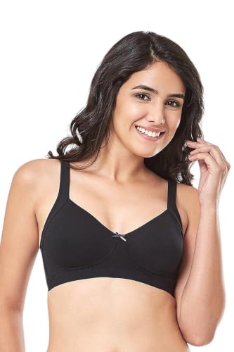 Image of Amante Every de Black Solid Non-Wired Non Padded Everyday Bra