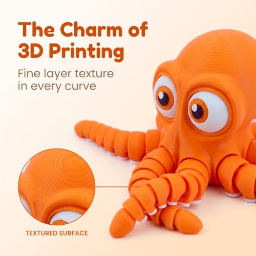 Image of 3D Printed Cute Octopus toys,Flexible Joint 3D Printed Animals(Orange) | boy toys age 6-8,Animal Figurine,Easter Basket Stuffers for Kids, 3D Printed toys, Classroom Prizes Supplies