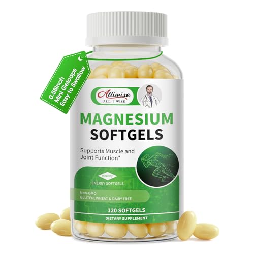 Magnesium Glycinate 500mg Softgels Supplement, Small Easy to Swallow Magnesium Gelcaps High...