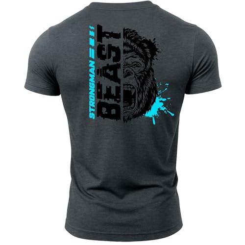 Image of GYMTIER Spartan Forged - Wings - Men's Gym T-Shirt Bodybuilding Training Workout Lifting Top Clothing, Grey, L